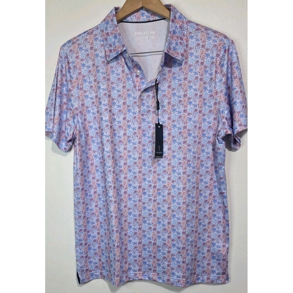 NEW Men's Golf Polo Patriotic‎ Fireworks USA S Blue Red Performance America